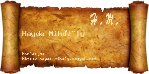 Hayde Mihály névjegykártya